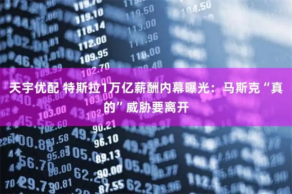 天宇优配 特斯拉1万亿薪酬内幕曝光：马斯克“真的”威胁要离开