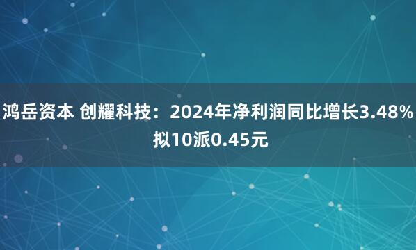 鸿岳资本 创耀科技：2024年净利润同比增长3.48% 拟10派0.45元